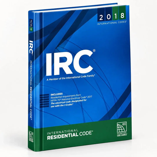 Angled view of the 2018 International Residential Code residential construction book