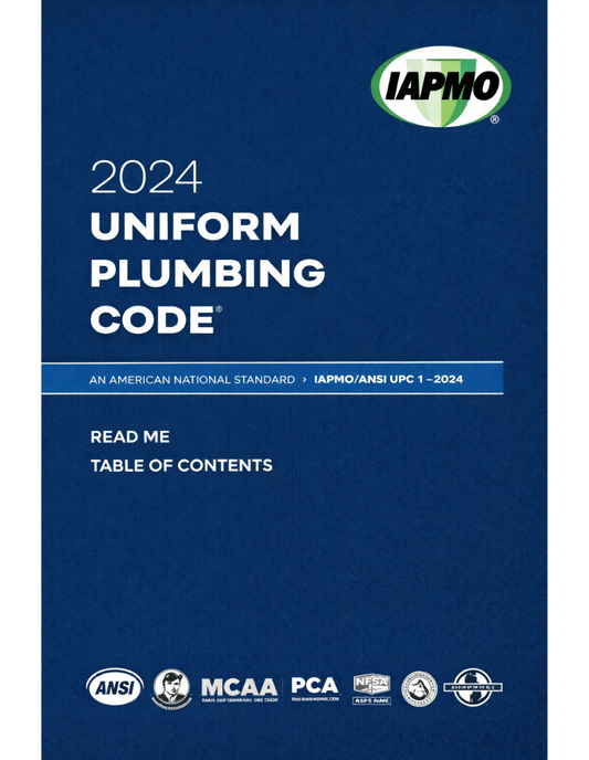 2024 Uniform Plumbing Code Soft Cover w/Tabs IAPMO/ANSI UPC 1 ISBN: 9781944366919