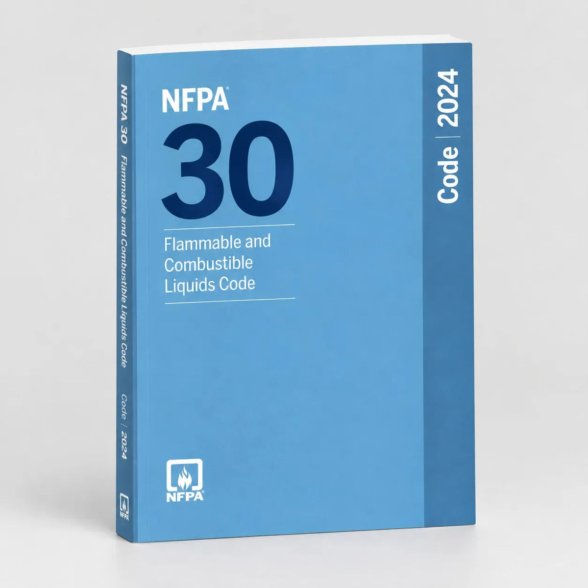 2024 NFPA 30 Flammable and Combustible Liquids Code softcover book, front cover view.