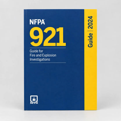 Front cover of the 2024 NFPA 921 Guide for Fire and Explosion Investigations softcover book.