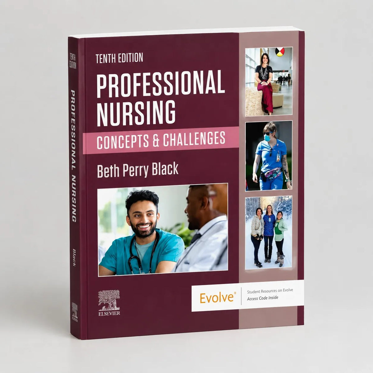 Professional Nursing 10th Edition softcover nursing textbook.