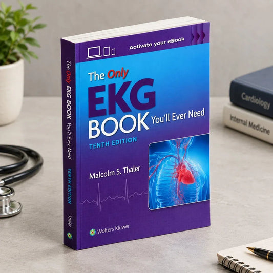 Angled view of The Only EKG Book You'll Ever Need 10th Edition